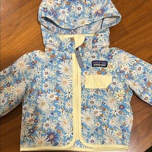 Patagonia Baby Jacket with Blue and Cream Floral Design